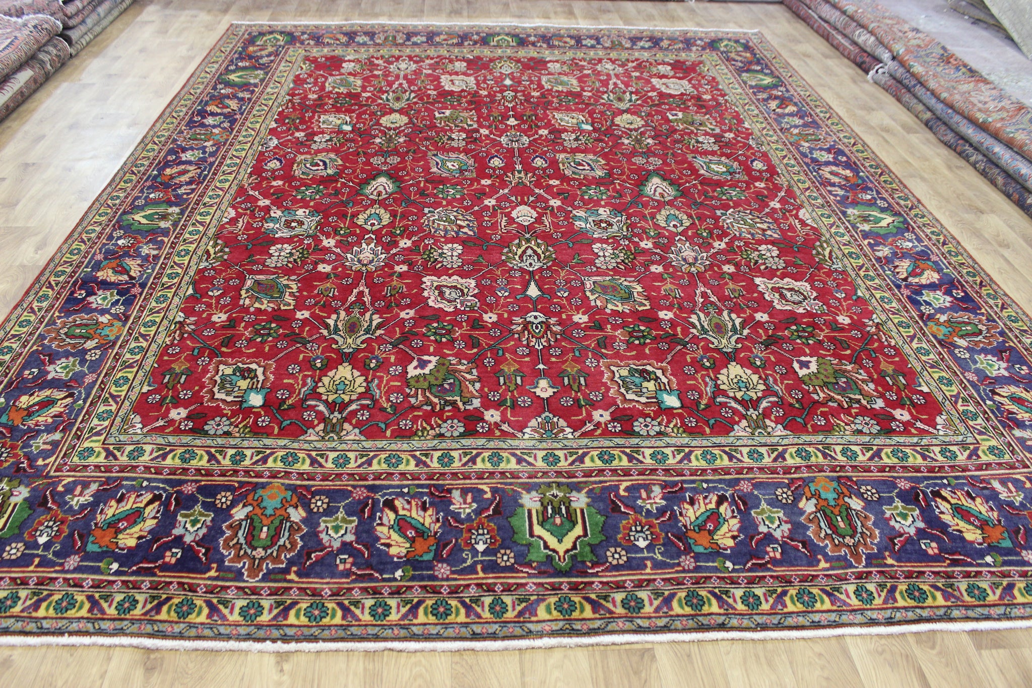 LARGE HANDMADE PERSIAN TABRIZ WOOL CARPET FLORAL DESIGN 390 X 300 CM