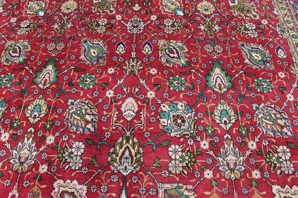 LARGE HANDMADE PERSIAN TABRIZ WOOL CARPET FLORAL DESIGN 390 X 300 CM