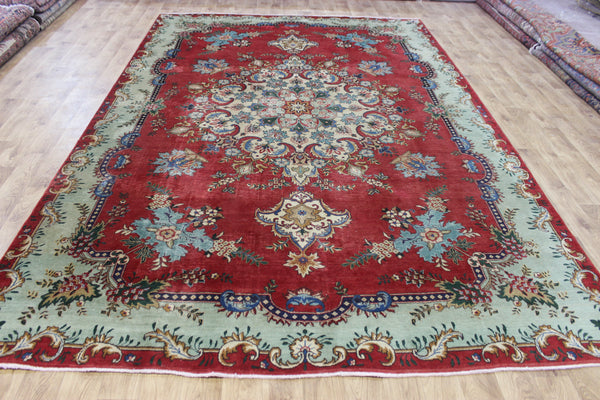 OLD HANDMADE PERSIAN TABRIZ CARPET FLORAL DESIGN SOFT COLOURS 365 X 240 CM