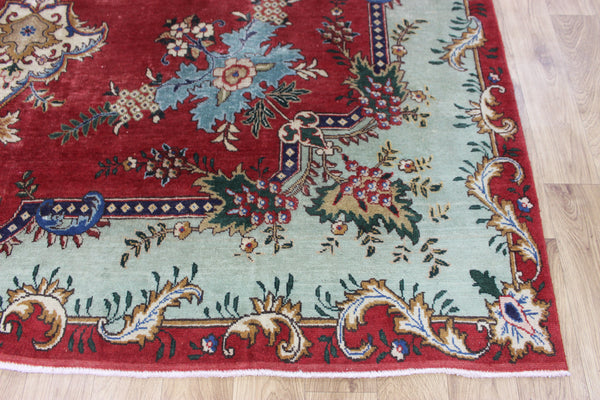 OLD HANDMADE PERSIAN TABRIZ CARPET FLORAL DESIGN SOFT COLOURS 365 X 240 CM