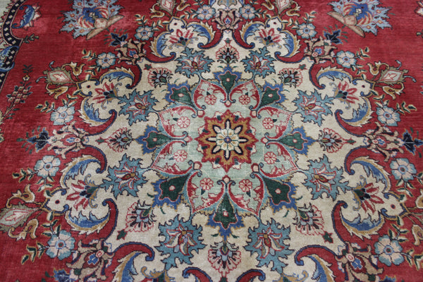 OLD HANDMADE PERSIAN TABRIZ CARPET FLORAL DESIGN SOFT COLOURS 365 X 240 CM