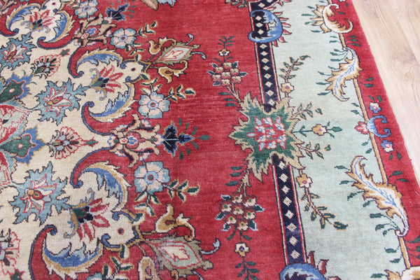 OLD HANDMADE PERSIAN TABRIZ CARPET FLORAL DESIGN SOFT COLOURS 365 X 240 CM