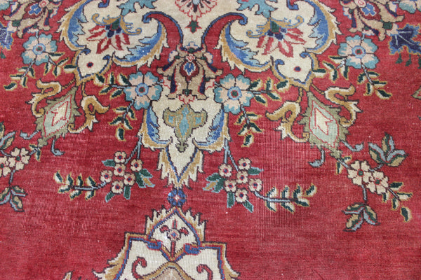 OLD HANDMADE PERSIAN TABRIZ CARPET FLORAL DESIGN SOFT COLOURS 365 X 240 CM