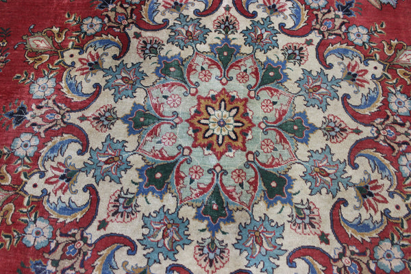 OLD HANDMADE PERSIAN TABRIZ CARPET FLORAL DESIGN SOFT COLOURS 365 X 240 CM