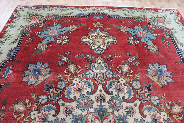 OLD HANDMADE PERSIAN TABRIZ CARPET FLORAL DESIGN SOFT COLOURS 365 X 240 CM