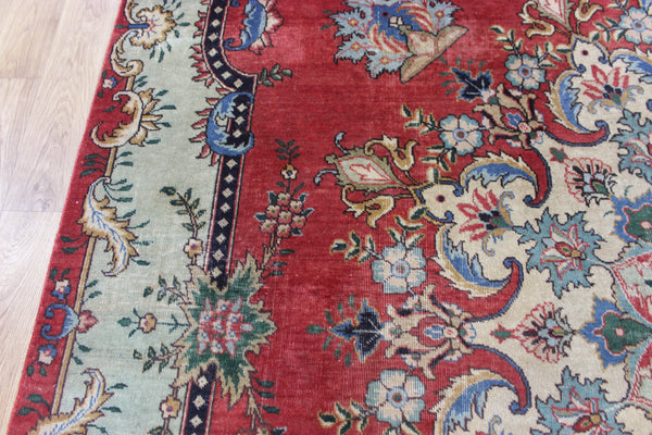 OLD HANDMADE PERSIAN TABRIZ CARPET FLORAL DESIGN SOFT COLOURS 365 X 240 CM