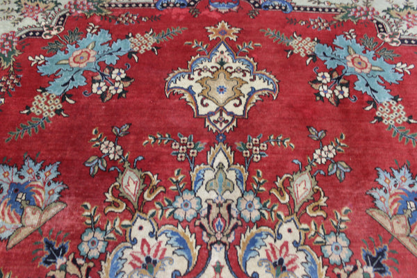 OLD HANDMADE PERSIAN TABRIZ CARPET FLORAL DESIGN SOFT COLOURS 365 X 240 CM