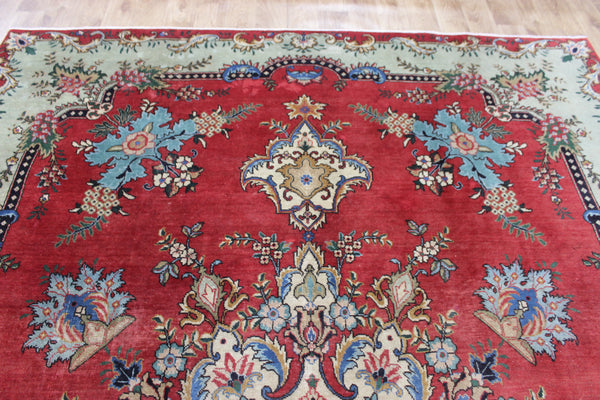 OLD HANDMADE PERSIAN TABRIZ CARPET FLORAL DESIGN SOFT COLOURS 365 X 240 CM