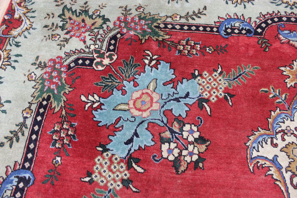 OLD HANDMADE PERSIAN TABRIZ CARPET FLORAL DESIGN SOFT COLOURS 365 X 240 CM