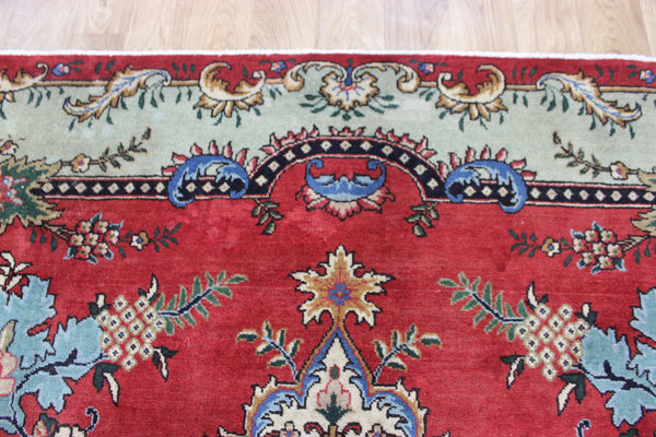 OLD HANDMADE PERSIAN TABRIZ CARPET FLORAL DESIGN SOFT COLOURS 365 X 240 CM