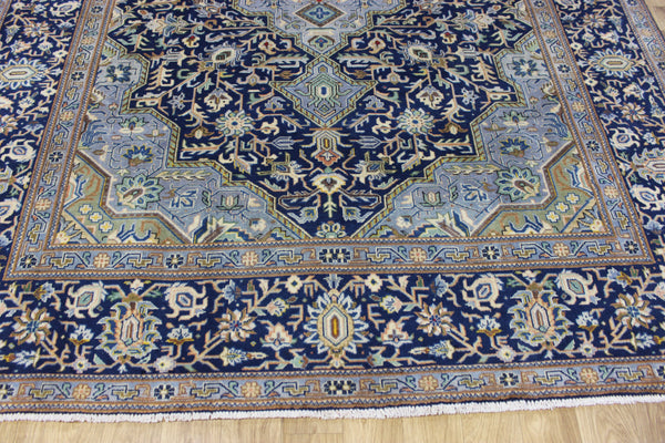 FINE HANDMADE PERSIAN KASHAN BLUE CARPET 330 X 230 CM