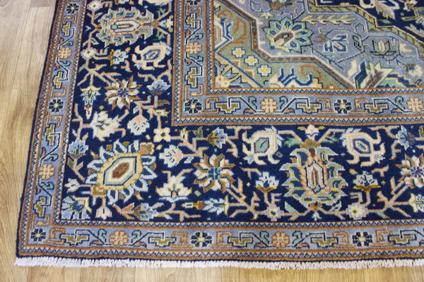 FINE HANDMADE PERSIAN KASHAN BLUE CARPET 330 X 230 CM