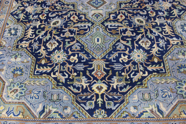 FINE HANDMADE PERSIAN KASHAN BLUE CARPET 330 X 230 CM