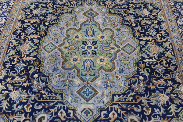 FINE HANDMADE PERSIAN KASHAN BLUE CARPET 330 X 230 CM