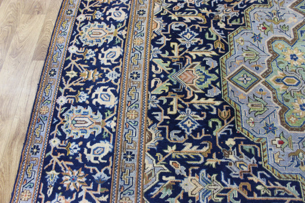 FINE HANDMADE PERSIAN KASHAN BLUE CARPET 330 X 230 CM