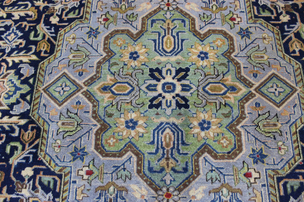 FINE HANDMADE PERSIAN KASHAN BLUE CARPET 330 X 230 CM