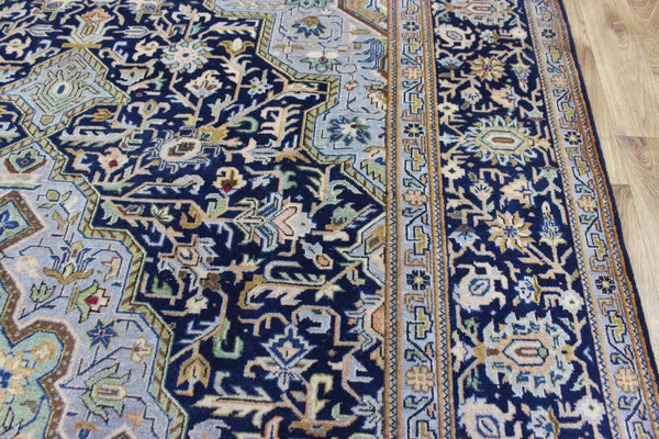 FINE HANDMADE PERSIAN KASHAN BLUE CARPET 330 X 230 CM