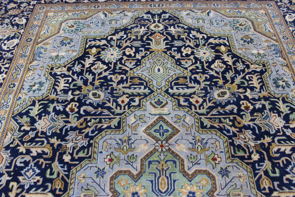 FINE HANDMADE PERSIAN KASHAN BLUE CARPET 330 X 230 CM