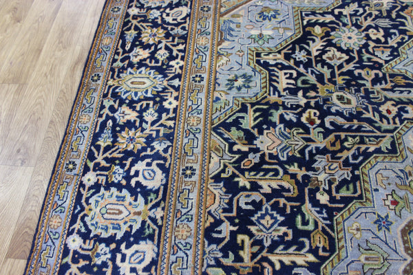 FINE HANDMADE PERSIAN KASHAN BLUE CARPET 330 X 230 CM
