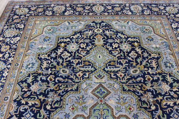 FINE HANDMADE PERSIAN KASHAN BLUE CARPET 330 X 230 CM