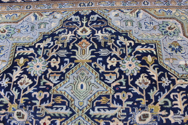 FINE HANDMADE PERSIAN KASHAN BLUE CARPET 330 X 230 CM