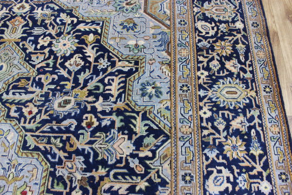 FINE HANDMADE PERSIAN KASHAN BLUE CARPET 330 X 230 CM