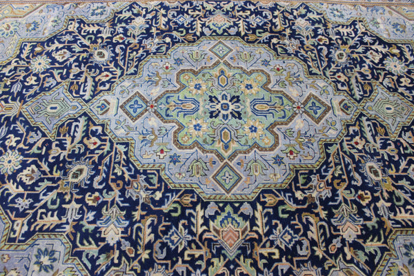FINE HANDMADE PERSIAN KASHAN BLUE CARPET 330 X 230 CM