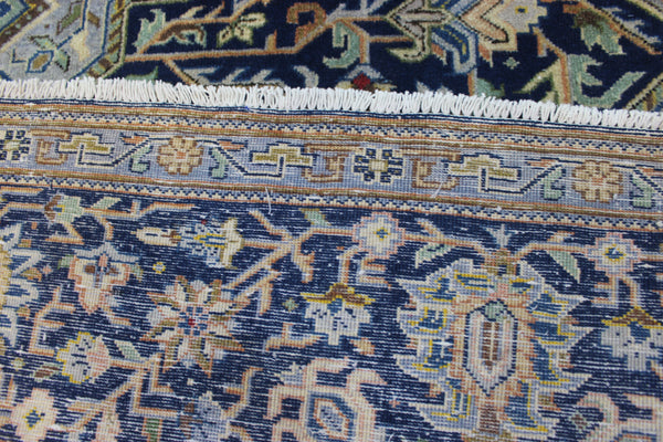 FINE HANDMADE PERSIAN KASHAN BLUE CARPET 330 X 230 CM
