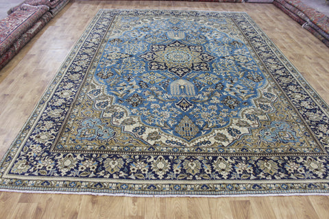 LARGE HANDMADE KASHAN BLUE CARPET 385 X 260 CM