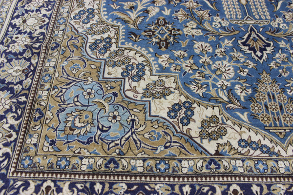 LARGE HANDMADE KASHAN BLUE CARPET 385 X 260 CM