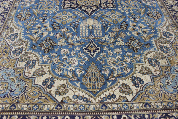 LARGE HANDMADE KASHAN BLUE CARPET 385 X 260 CM
