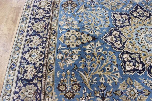 LARGE HANDMADE KASHAN BLUE CARPET 385 X 260 CM