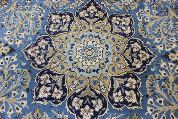 LARGE HANDMADE KASHAN BLUE CARPET 385 X 260 CM