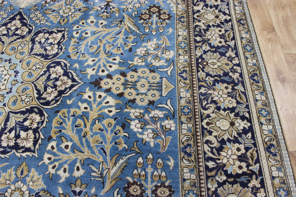 LARGE HANDMADE KASHAN BLUE CARPET 385 X 260 CM