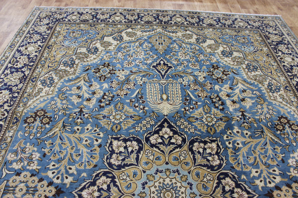 LARGE HANDMADE KASHAN BLUE CARPET 385 X 260 CM