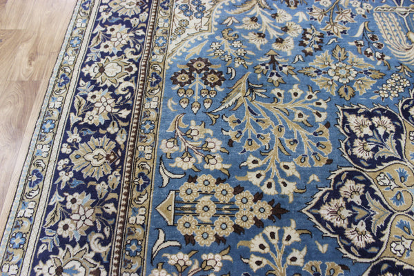 LARGE HANDMADE KASHAN BLUE CARPET 385 X 260 CM