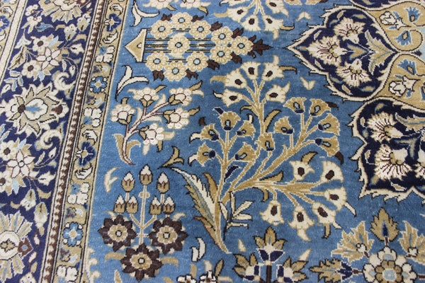 LARGE HANDMADE KASHAN BLUE CARPET 385 X 260 CM