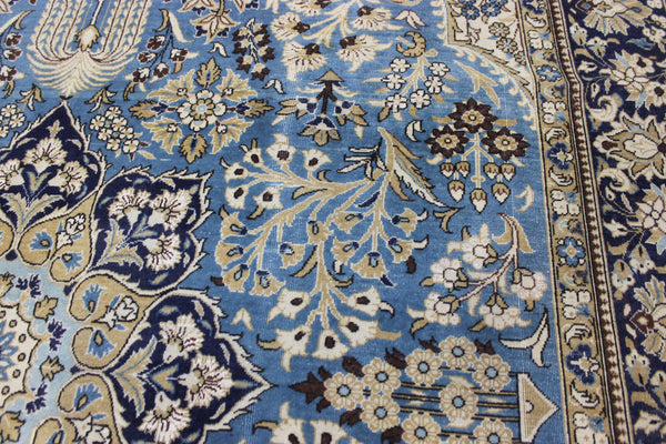 LARGE HANDMADE KASHAN BLUE CARPET 385 X 260 CM