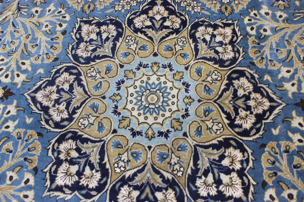 LARGE HANDMADE KASHAN BLUE CARPET 385 X 260 CM