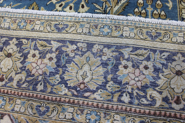 LARGE HANDMADE KASHAN BLUE CARPET 385 X 260 CM