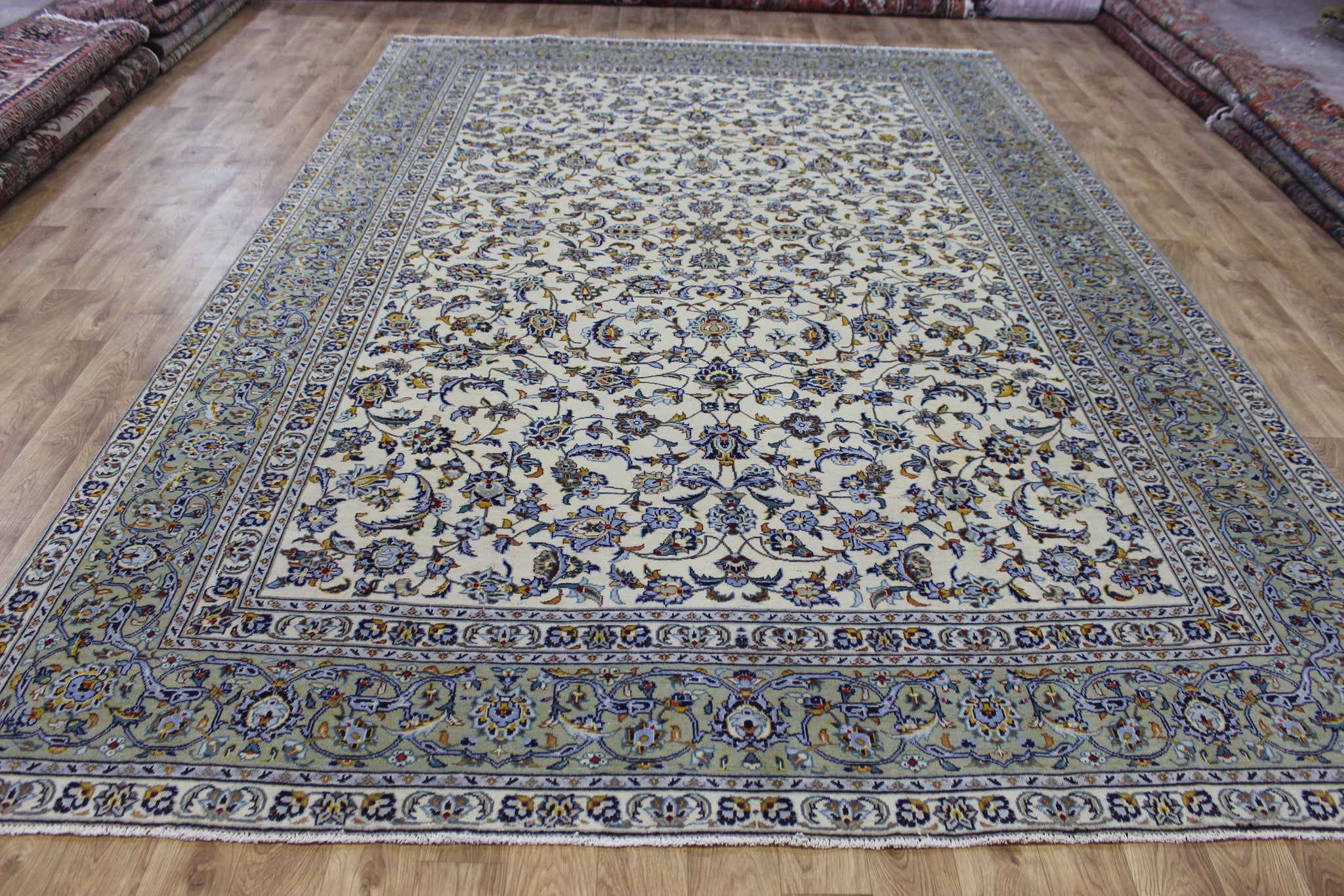 LARGE HANDMADE KASHAN CARPET ALL OVER FLORAL DESIGN 385 X 260 CM