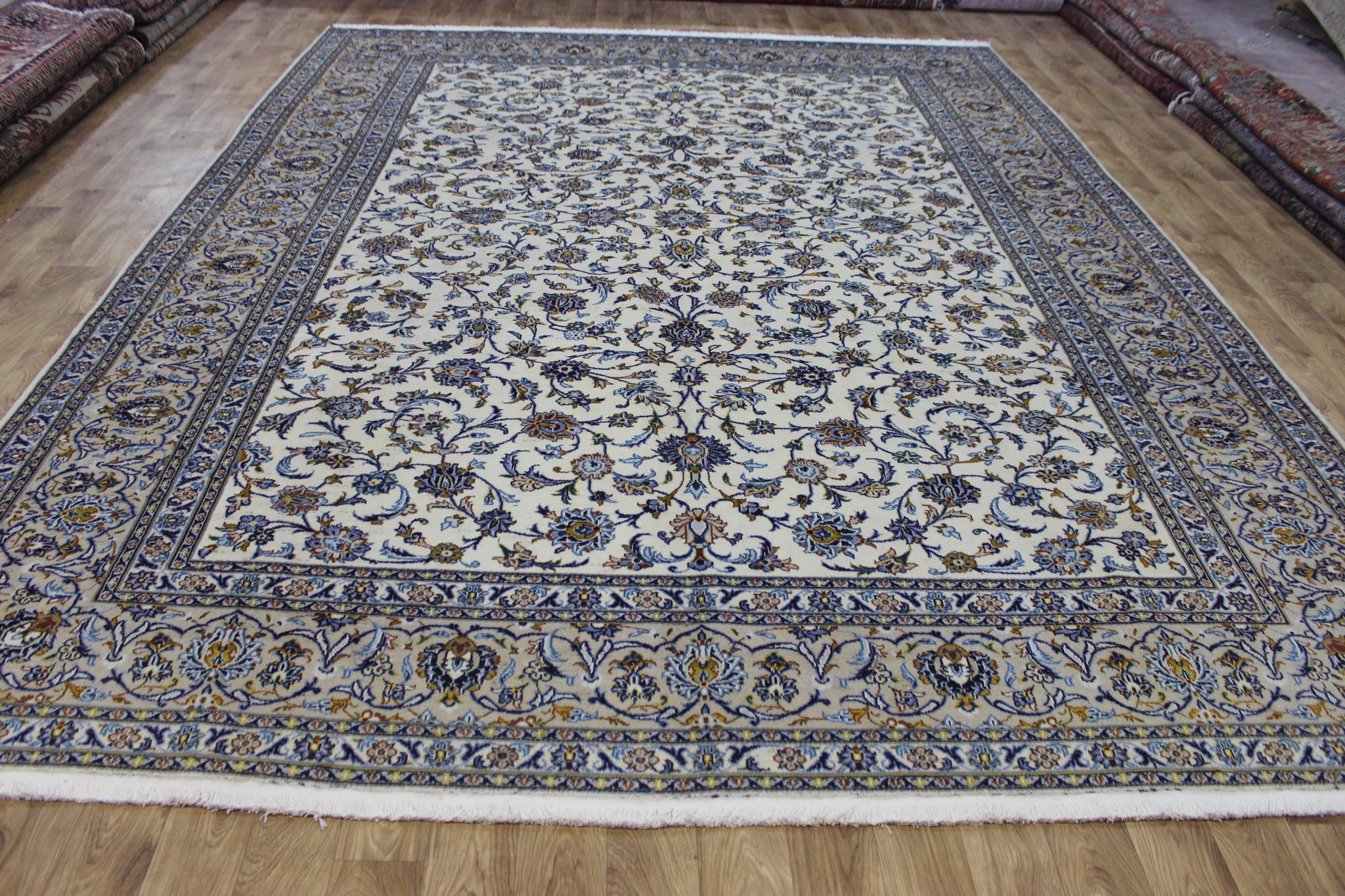 FINE HANDMADE PERSIAN KASHAN CARPET FLORAL DESIGN 385 X 295 CM