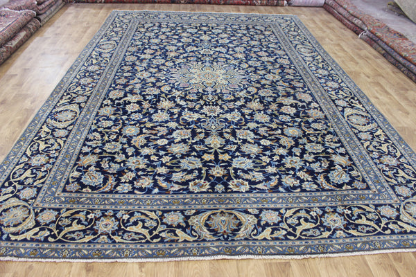 LARGE HANDMADE PERSIAN BLUE KASHAN CARPET 400 X 270 CM
