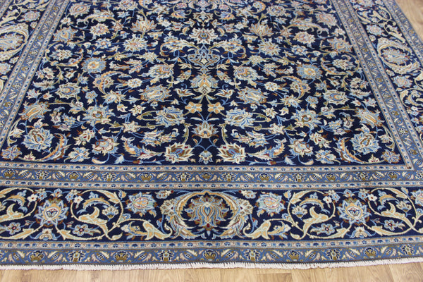 LARGE HANDMADE PERSIAN BLUE KASHAN CARPET 400 X 270 CM