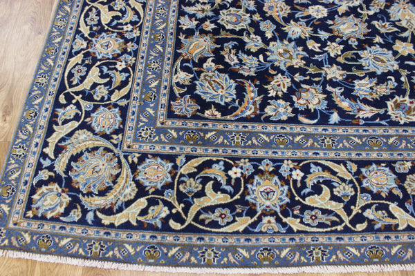 LARGE HANDMADE PERSIAN BLUE KASHAN CARPET 400 X 270 CM