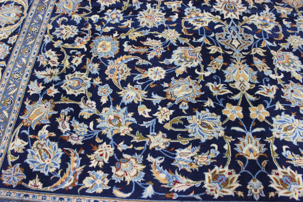 LARGE HANDMADE PERSIAN BLUE KASHAN CARPET 400 X 270 CM