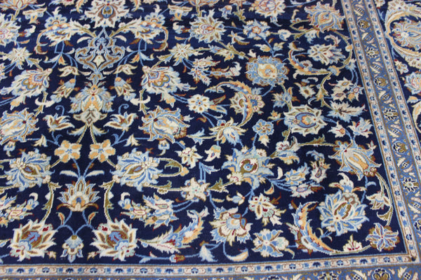 LARGE HANDMADE PERSIAN BLUE KASHAN CARPET 400 X 270 CM