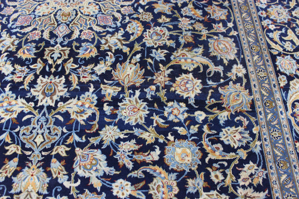LARGE HANDMADE PERSIAN BLUE KASHAN CARPET 400 X 270 CM