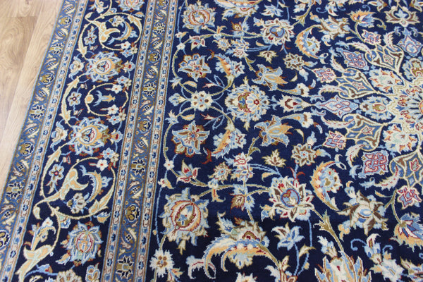 LARGE HANDMADE PERSIAN BLUE KASHAN CARPET 400 X 270 CM