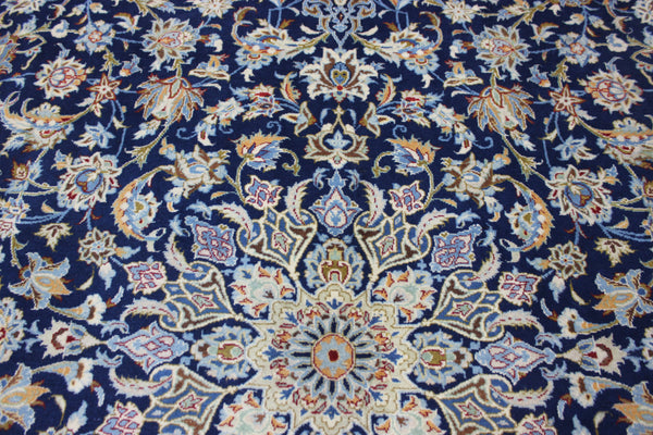 LARGE HANDMADE PERSIAN BLUE KASHAN CARPET 400 X 270 CM